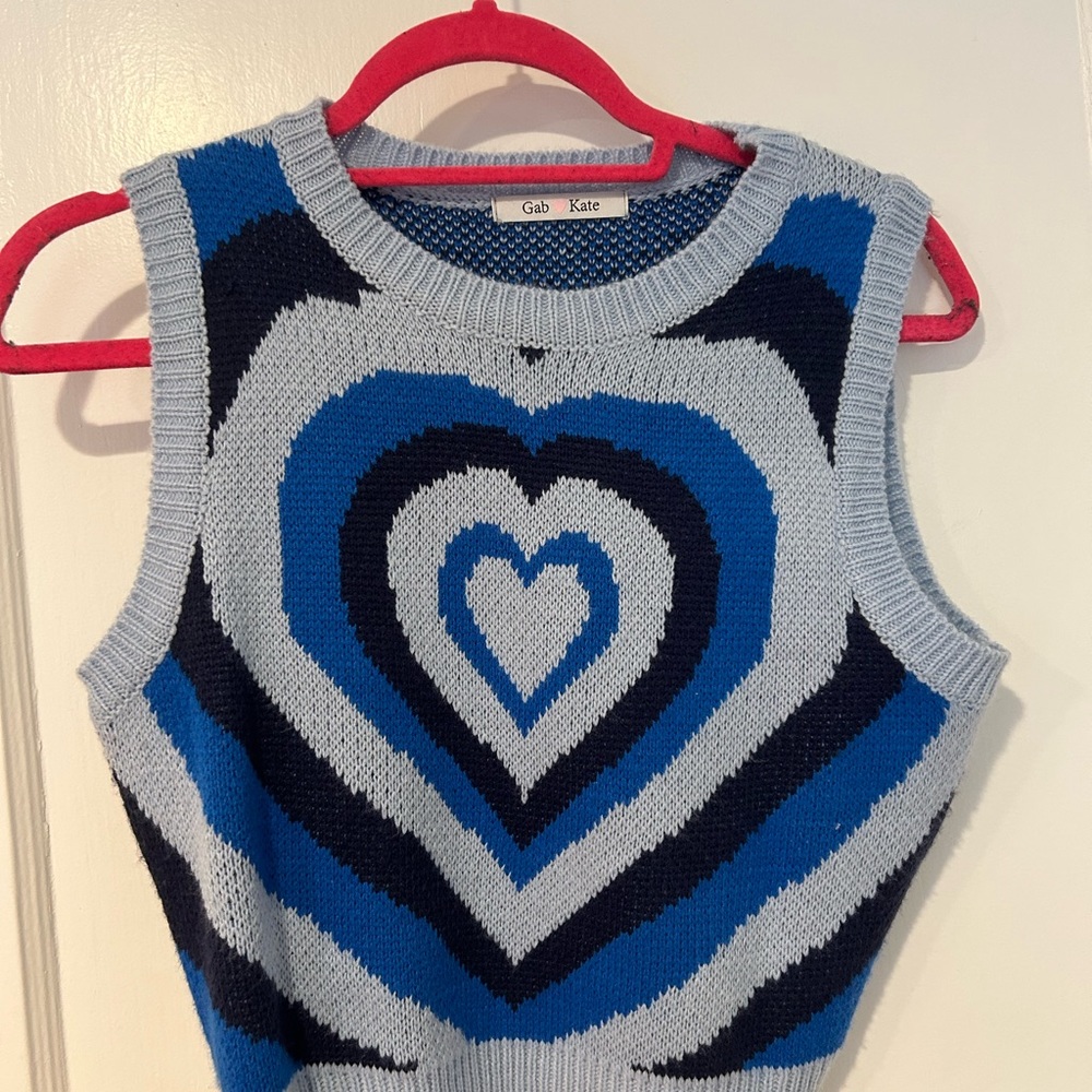 Gab and Kate blue heart sweater vest